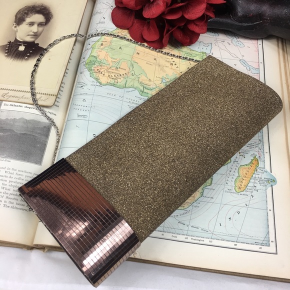 Handbags - Gold Copper Glitter Clutch Bag